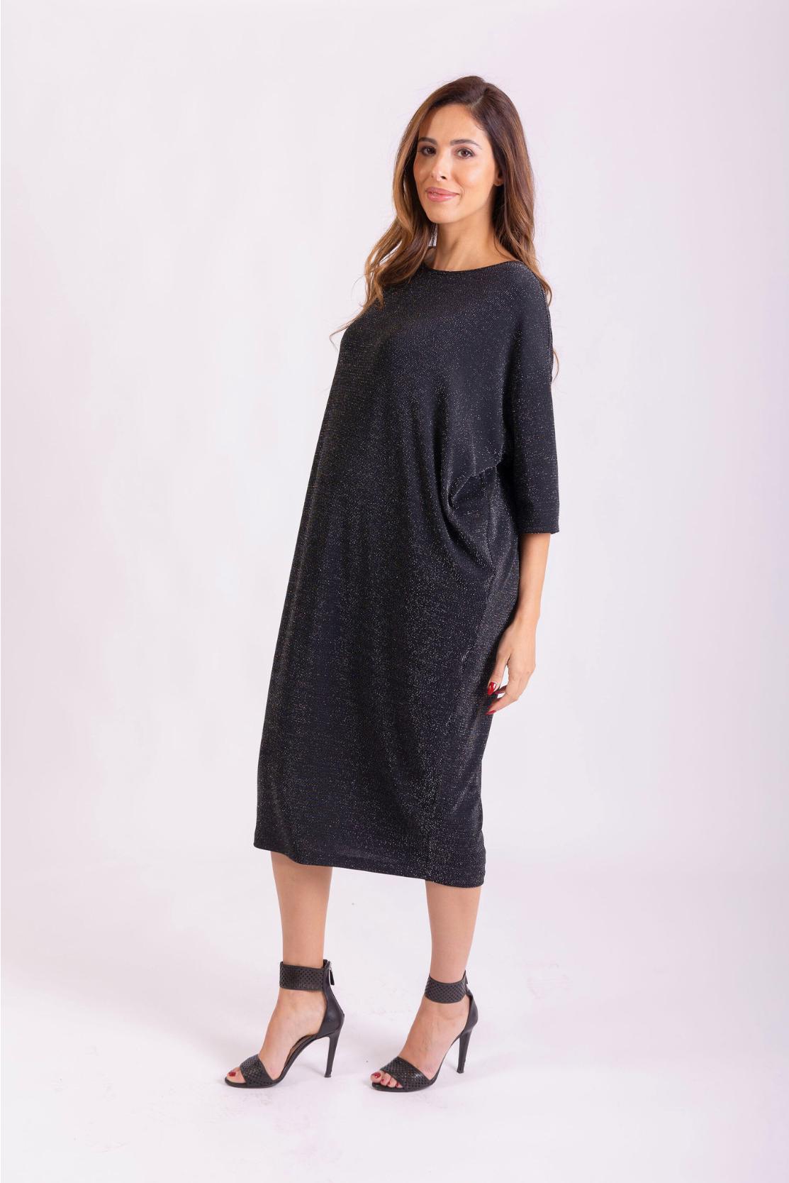 Black & Silver Shimmer Party Dress | Maternity & Postpartum Style