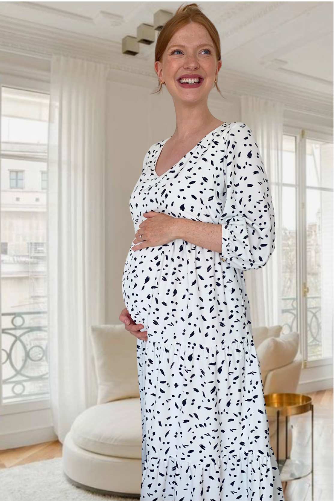 6 months pregnant dress in lovely everyday easy style