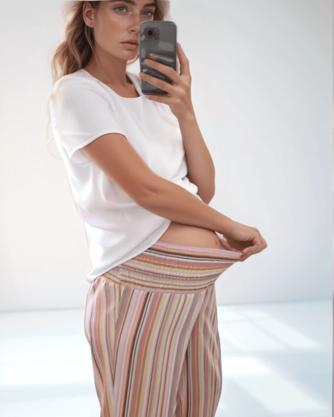 Candy Striped Summer Maternity Trousers