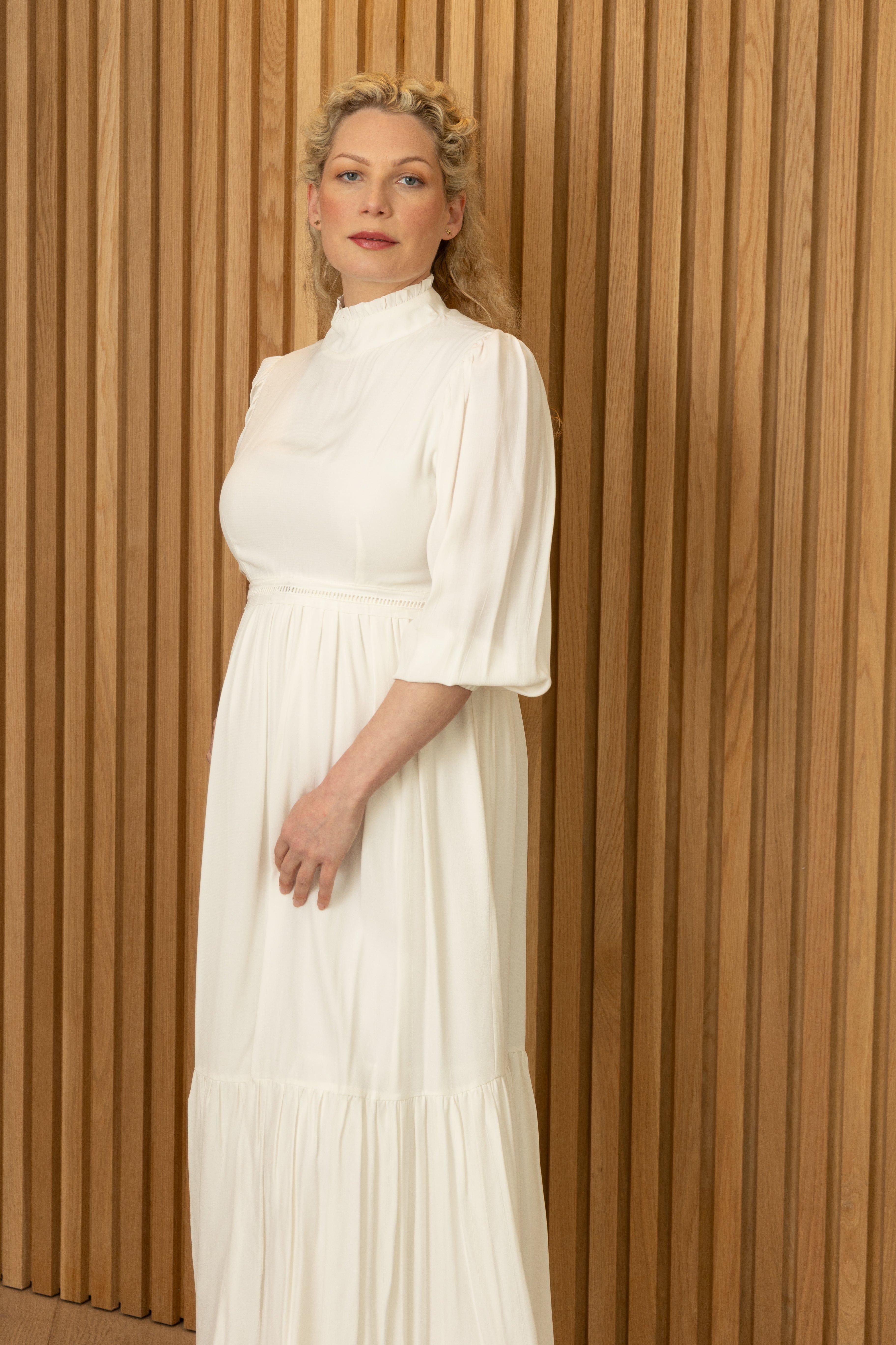 Ivory silky maternity & breastfeeding dress