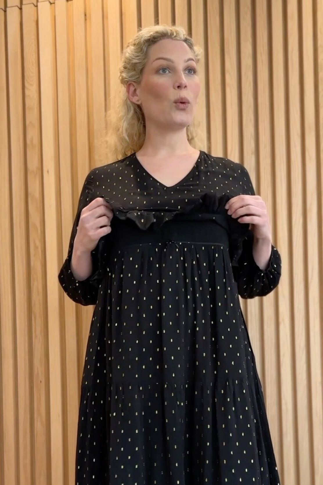 maternity and postpartum nursing dress combined that has discreet zips for breastfeeding - stylish pregnancy and baby brand