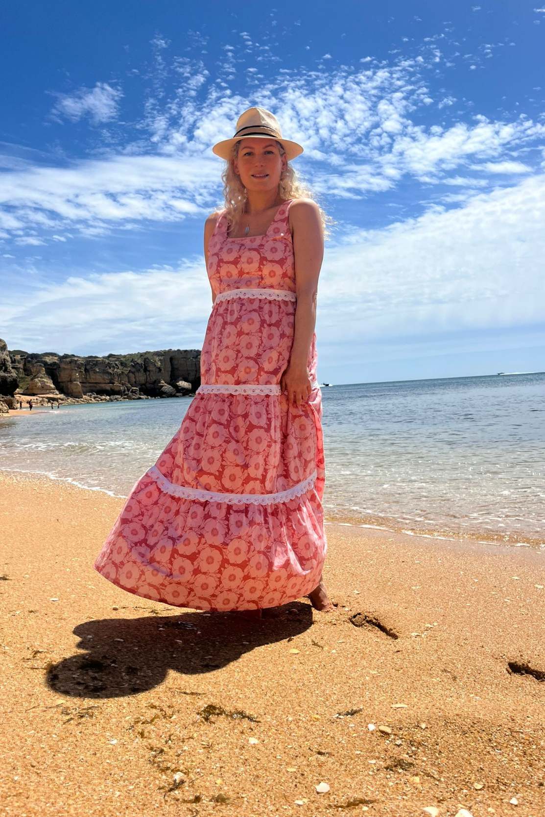 Maternity & nursing summer dress in pink floral