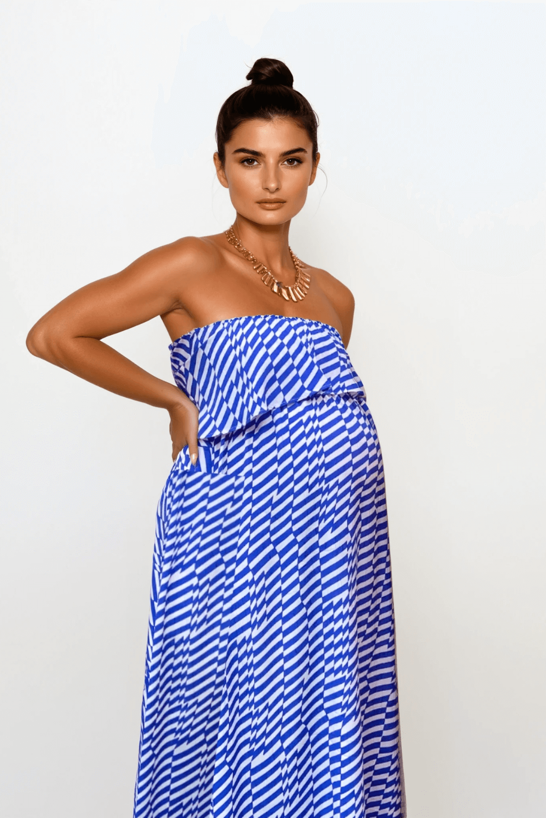 Zig Zag Blue Maternity Dress