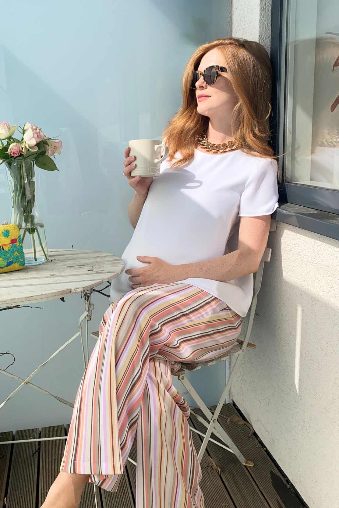 Candy Striped Summer Maternity Trousers