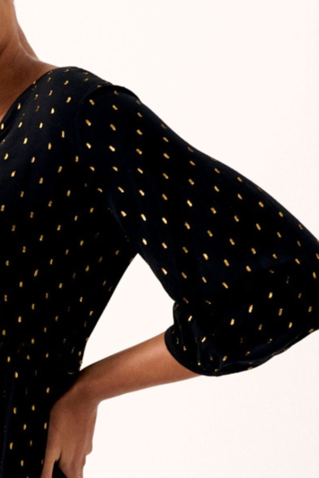 Black & gold tiered maternity and breastfeeding dress