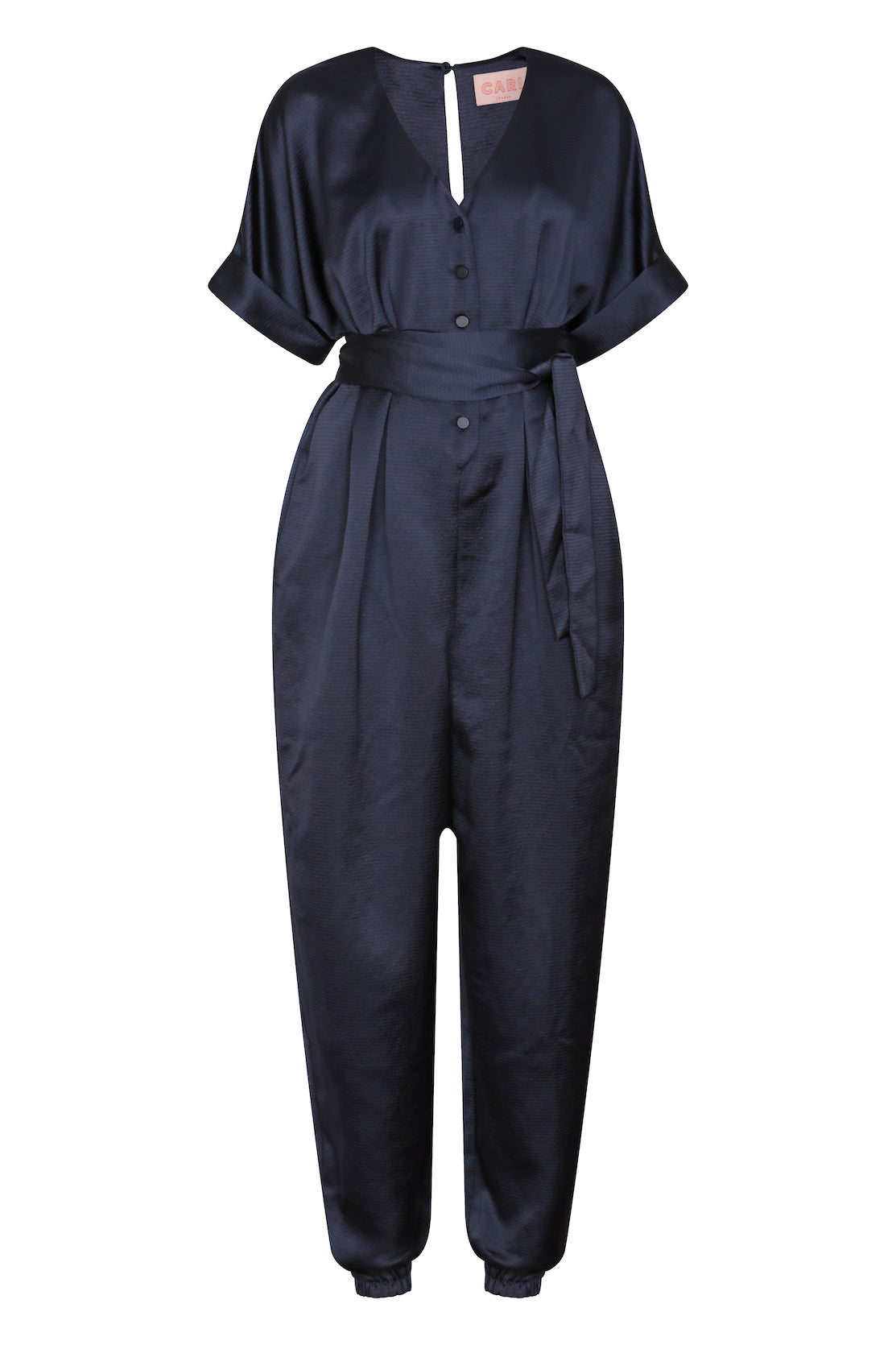 Harem-style maternity and breastfeeding jumpsuit for dressed-up occasions that will take you from day-to-night and bump-to-baby and beyond. An elevated take on the maternity jumpsuit that is so easy-to-wear for bumps, breastfeeding and afterwards. The v-neck and buttons offer a breastfeeding-friendly jumpsuit option, while the loose fit and cuffed trousers is so flattering post-pregnancy.