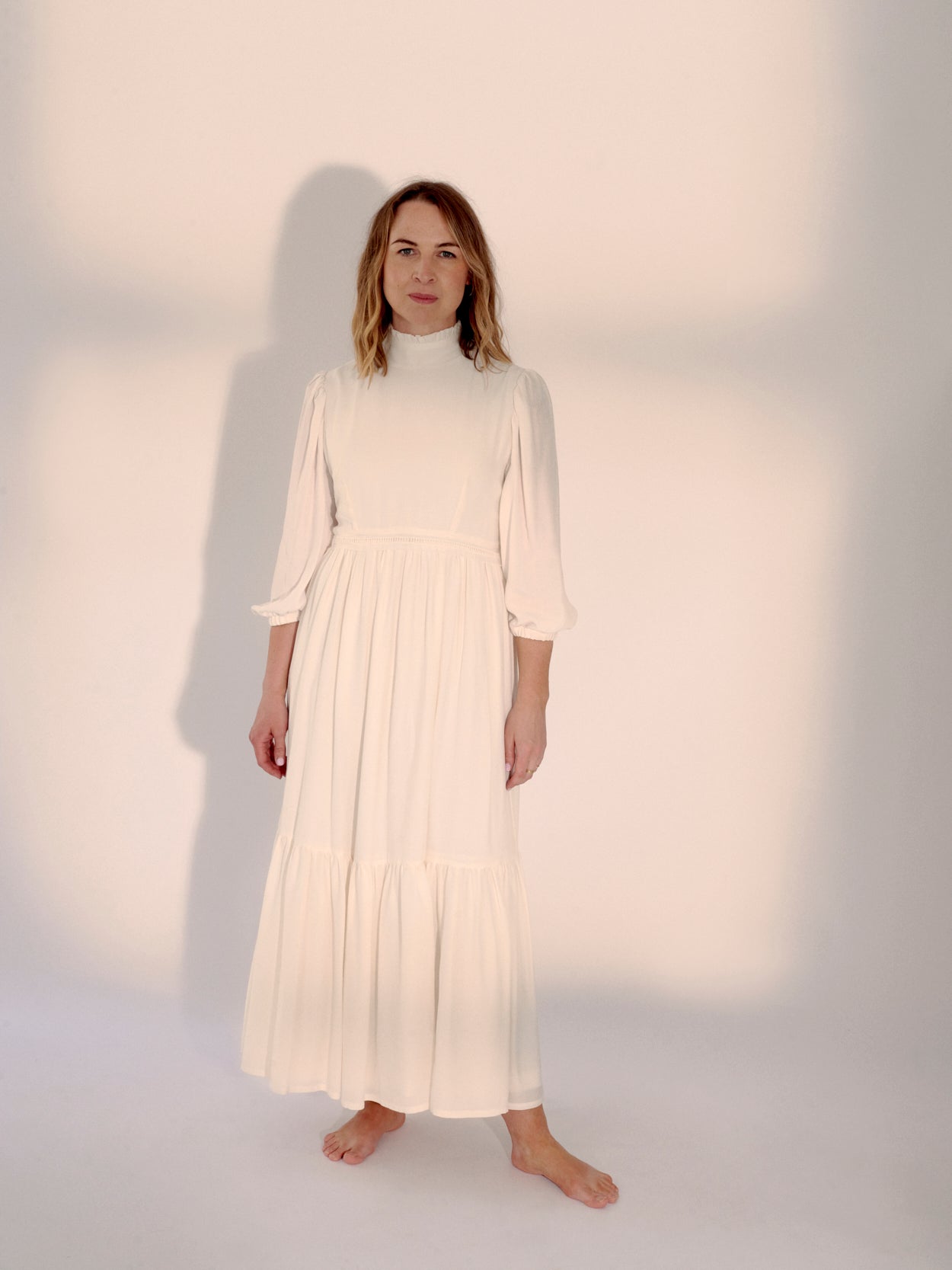 Maternity and nursing dress that is stylish high-end good quality doesn't look frumpy or obviously breastfeeding -  under-bust zips make it a beautiful breastfeeding-friendly dress for christenings and other occasions UK Ireland UAE