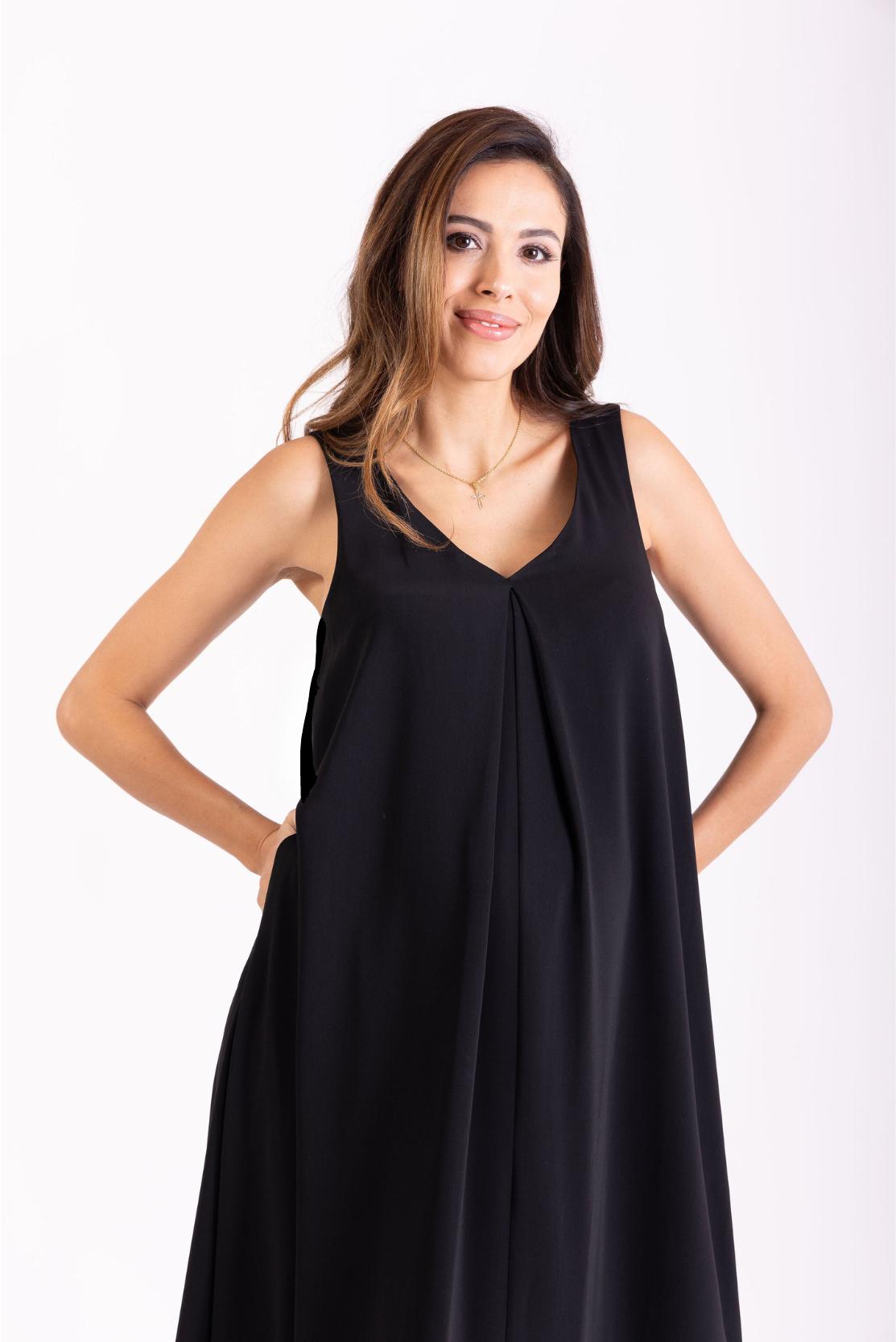 V-neck black maternity dress non-maternity pregnancy