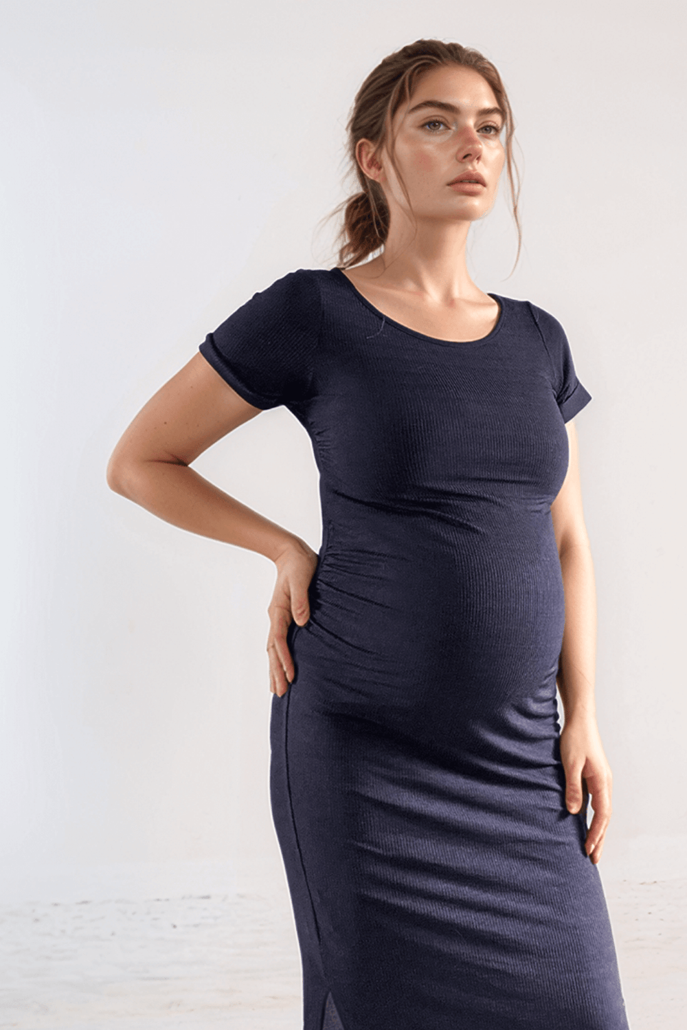 Smart Navy Maternity Work Dress