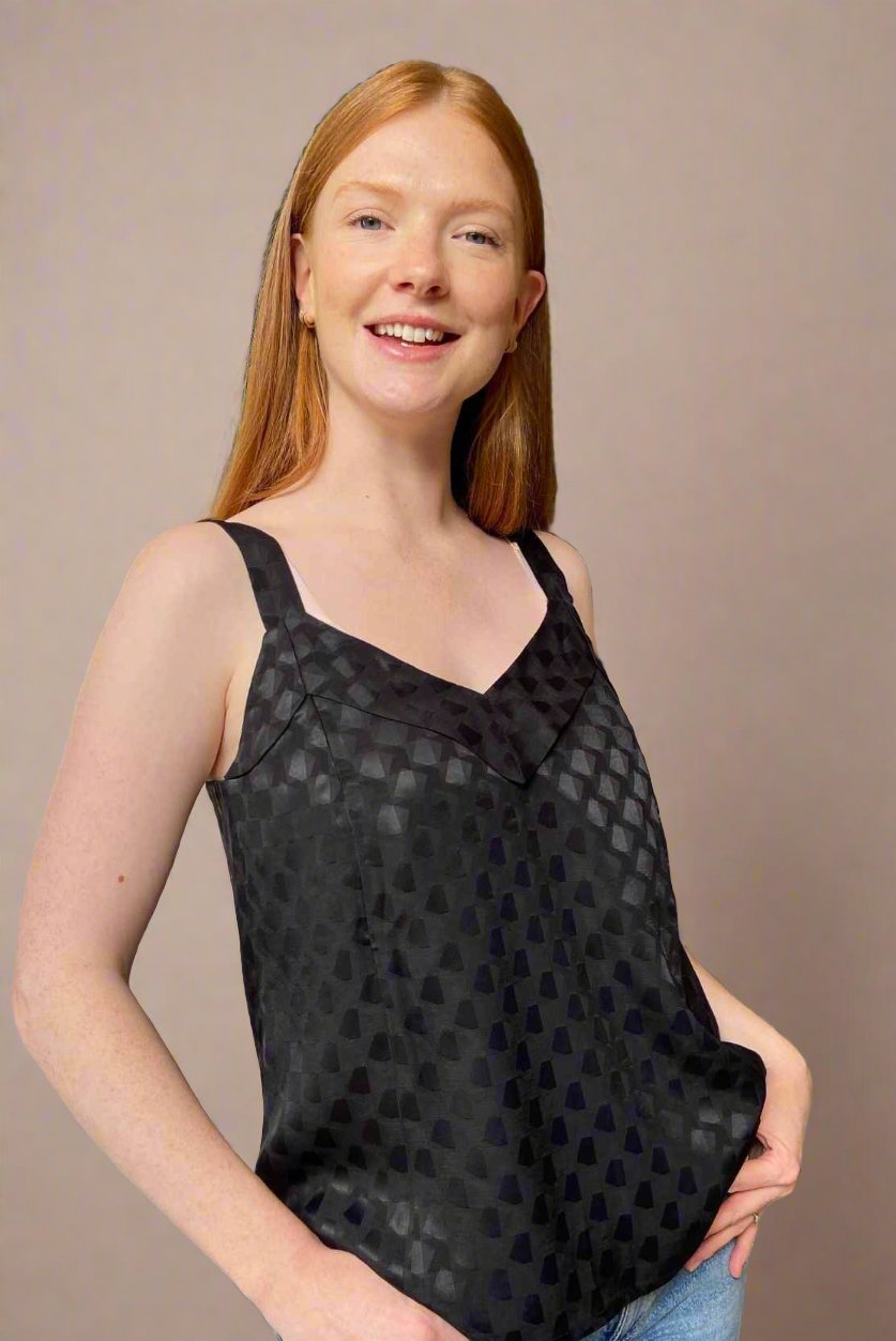 Breastfeeding Top Cami in Black Satin