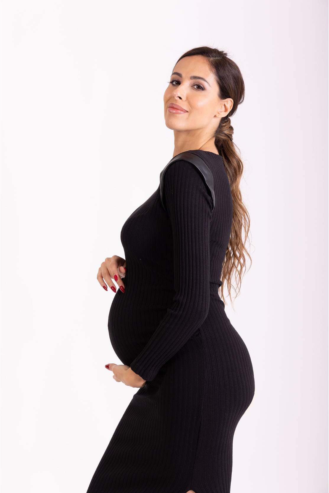 Black ribbed maternity clearance dress