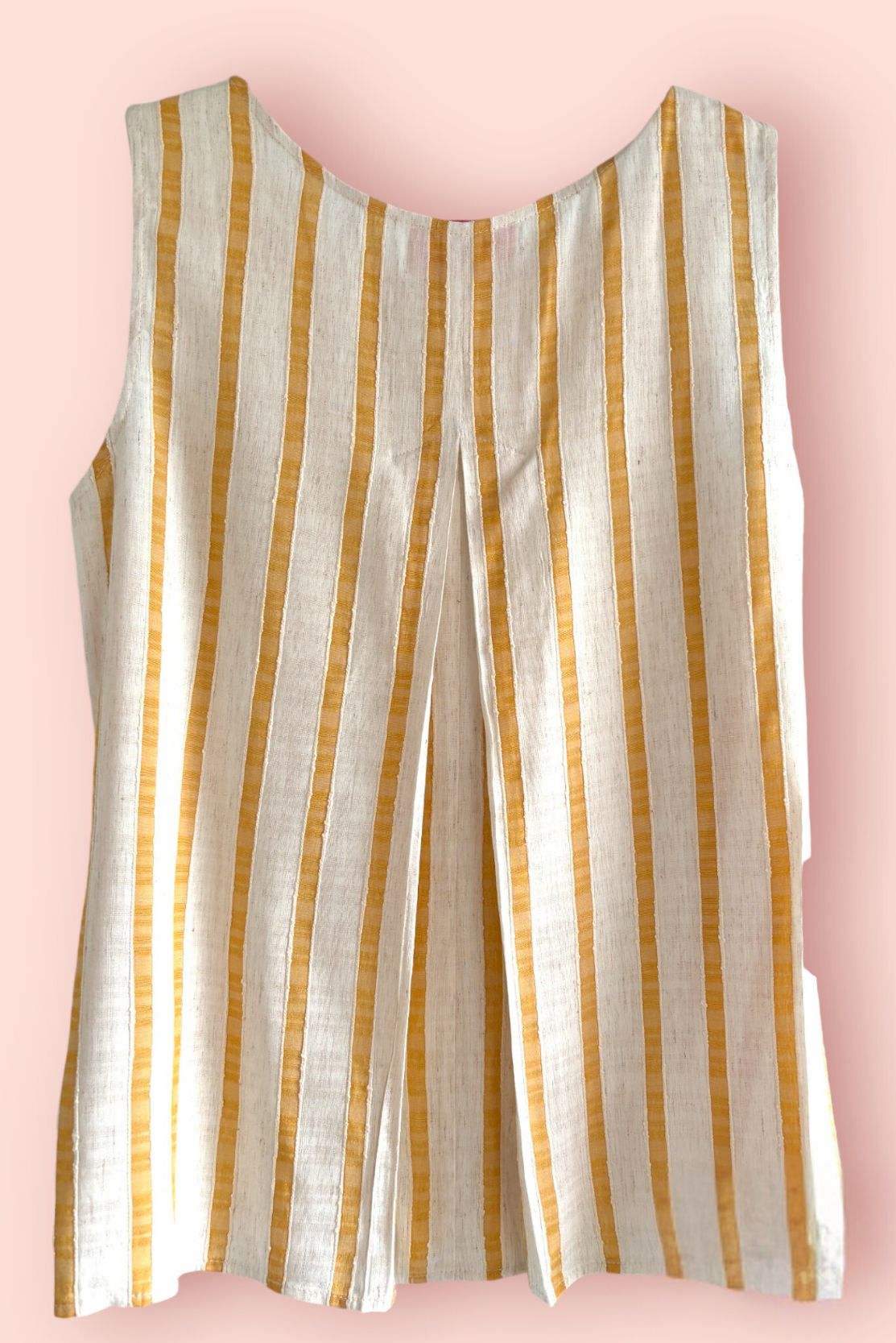 A-line Sleeveless Top in Ochre Stripes