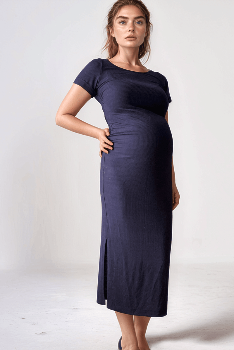 Smart Navy Maternity Work Dress