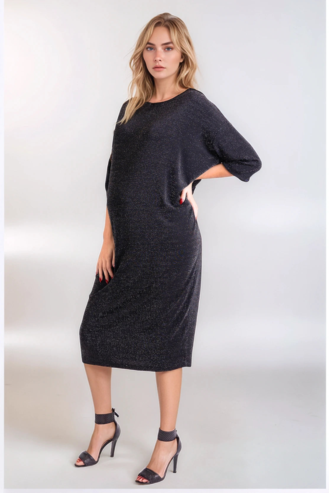 Black & Silver Shimmer Party Dress | Maternity & Postpartum Style