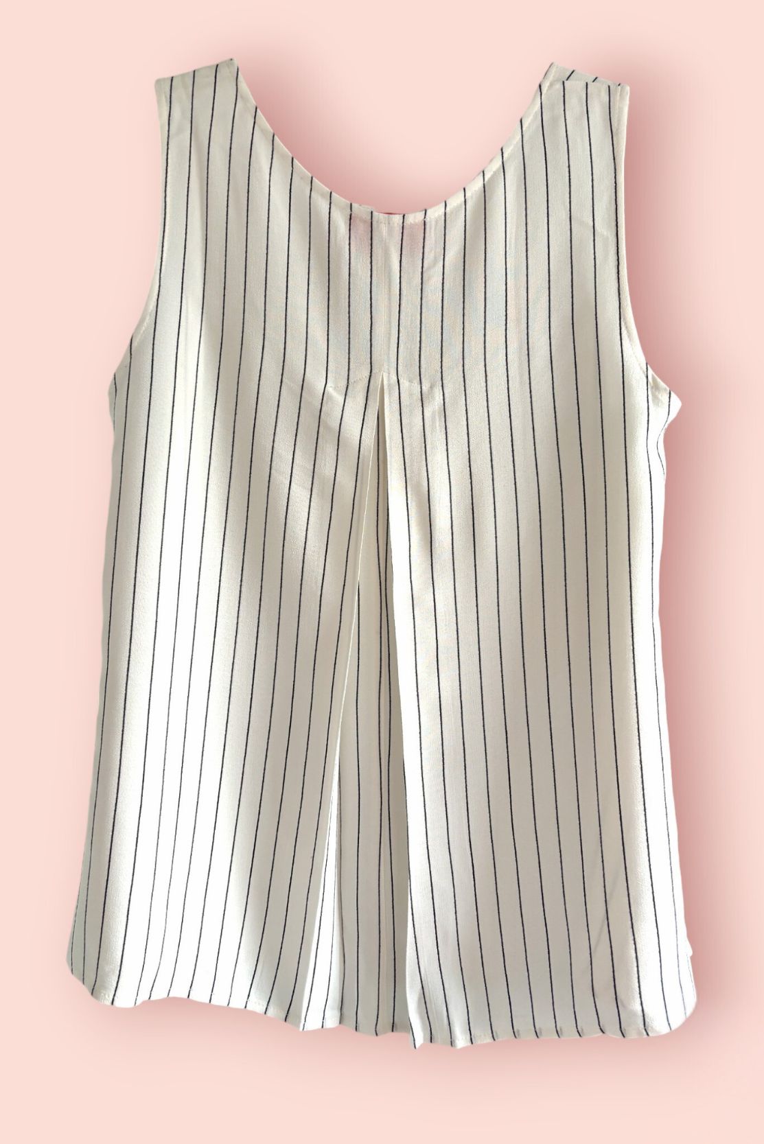 A-line Sleeveless Top in White & Black Pinstripes