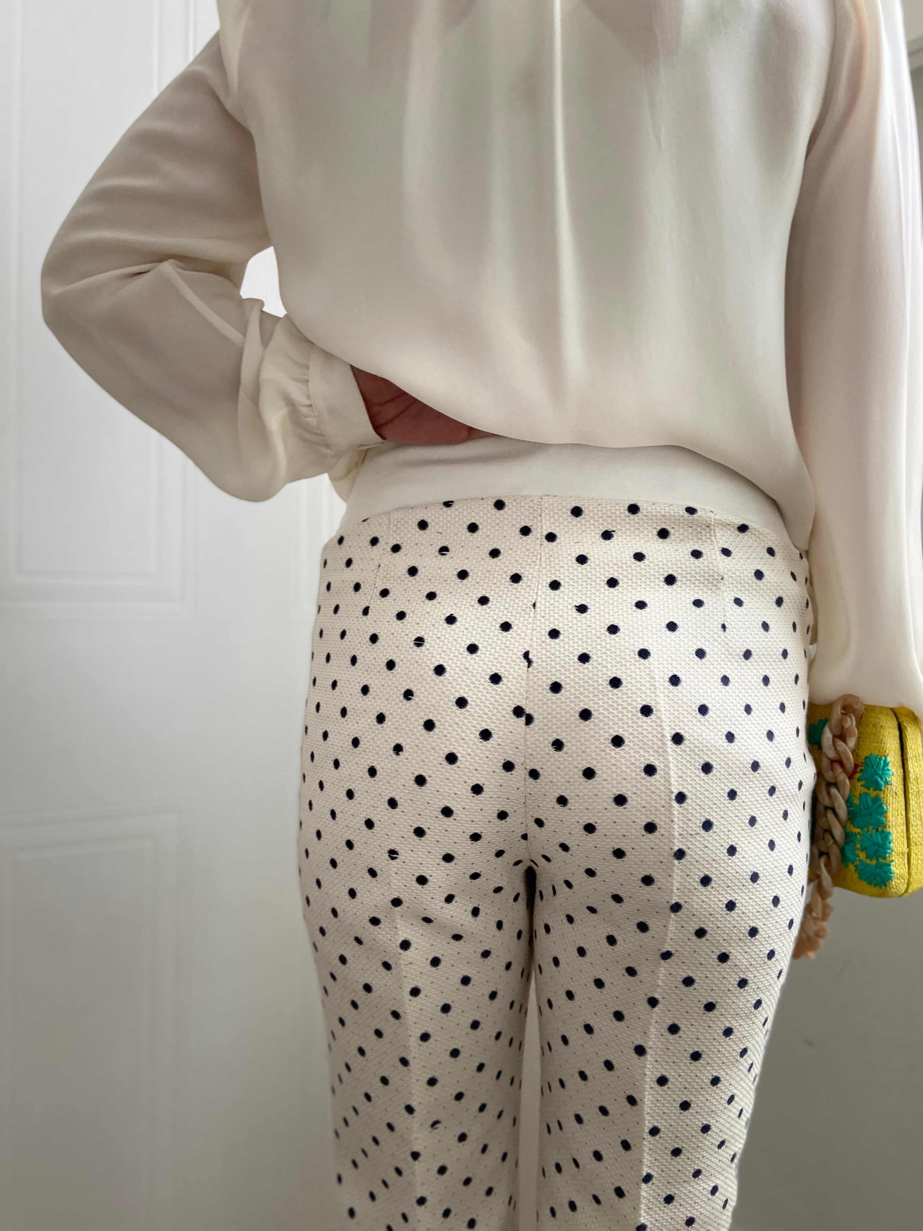 Maternity trousers in cream, gold & navy